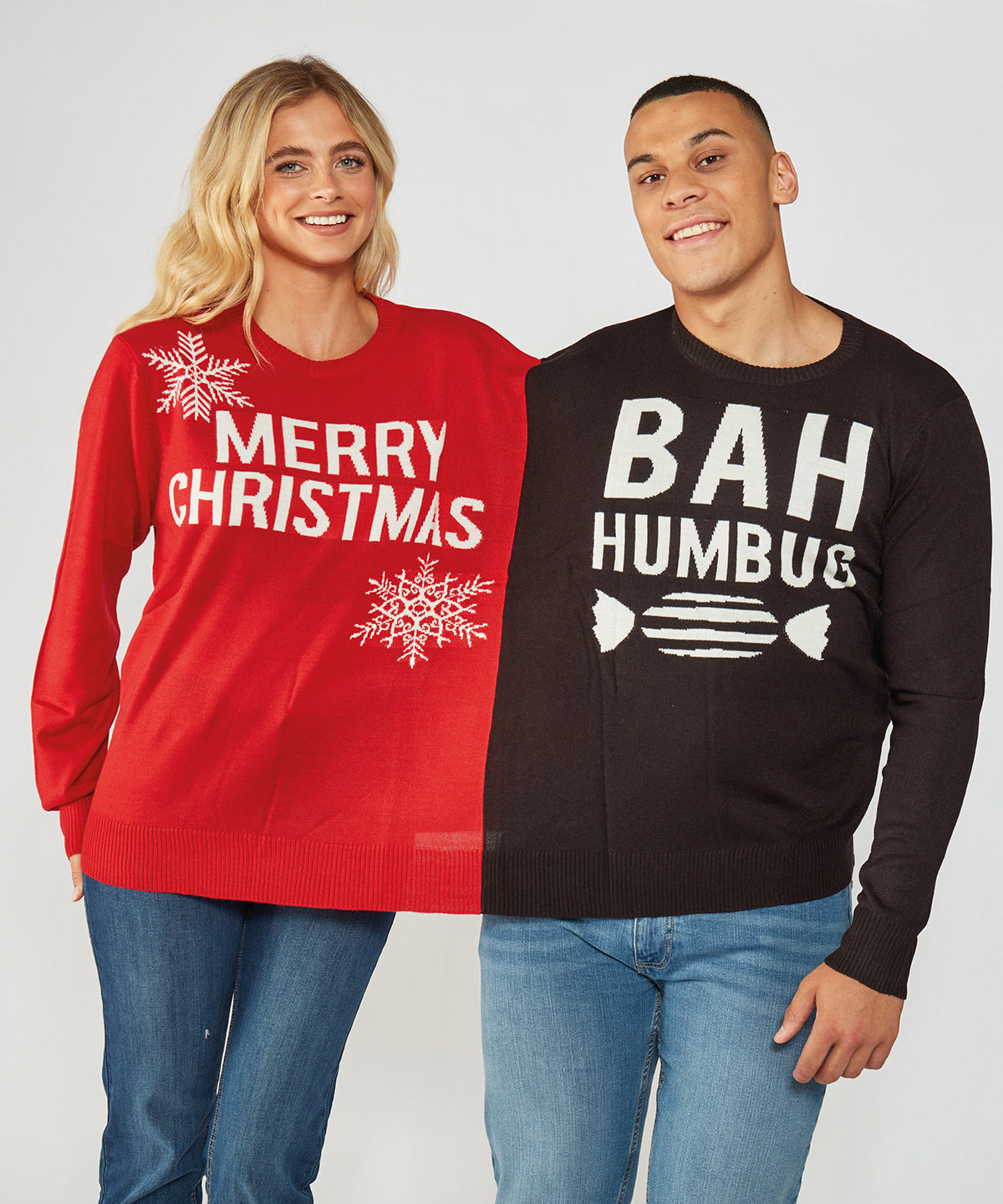 Prjónaðar peysur - Adults Double Merry Christmas/Bah Humbug Christmas Jumper