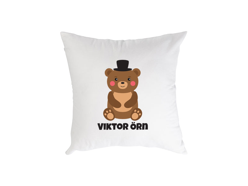 Púði með bangsa pabba og nafni barnsins