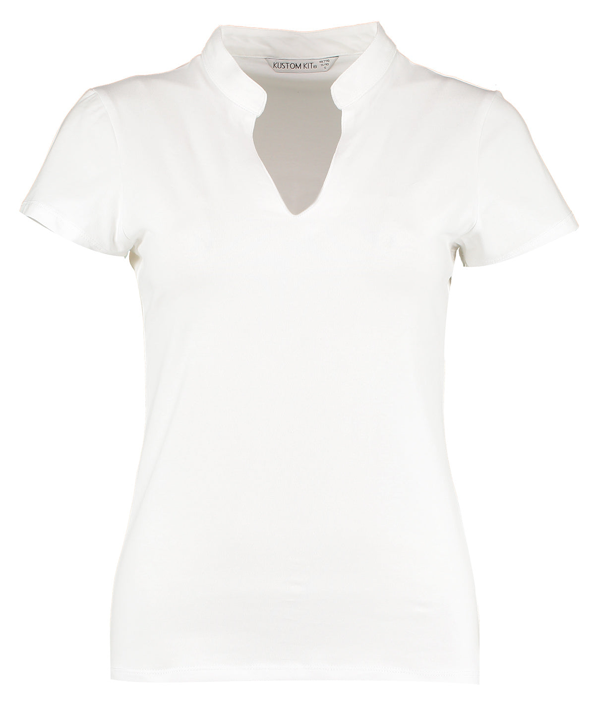 Stuttermabolir - Women's Corporate Short-sleeved Top V-neck Mandarin Collar (regular Fit)