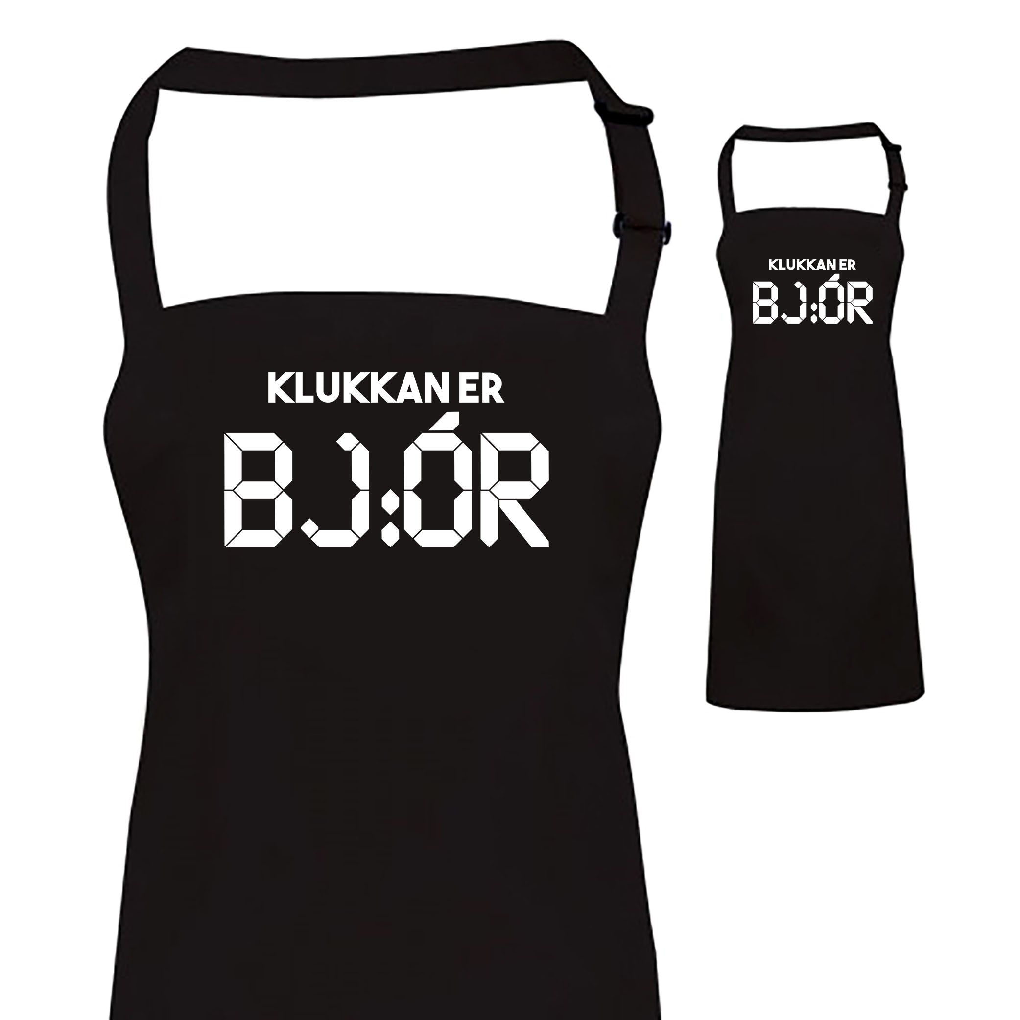 Klukkan er bjór - vönduð grill svunta