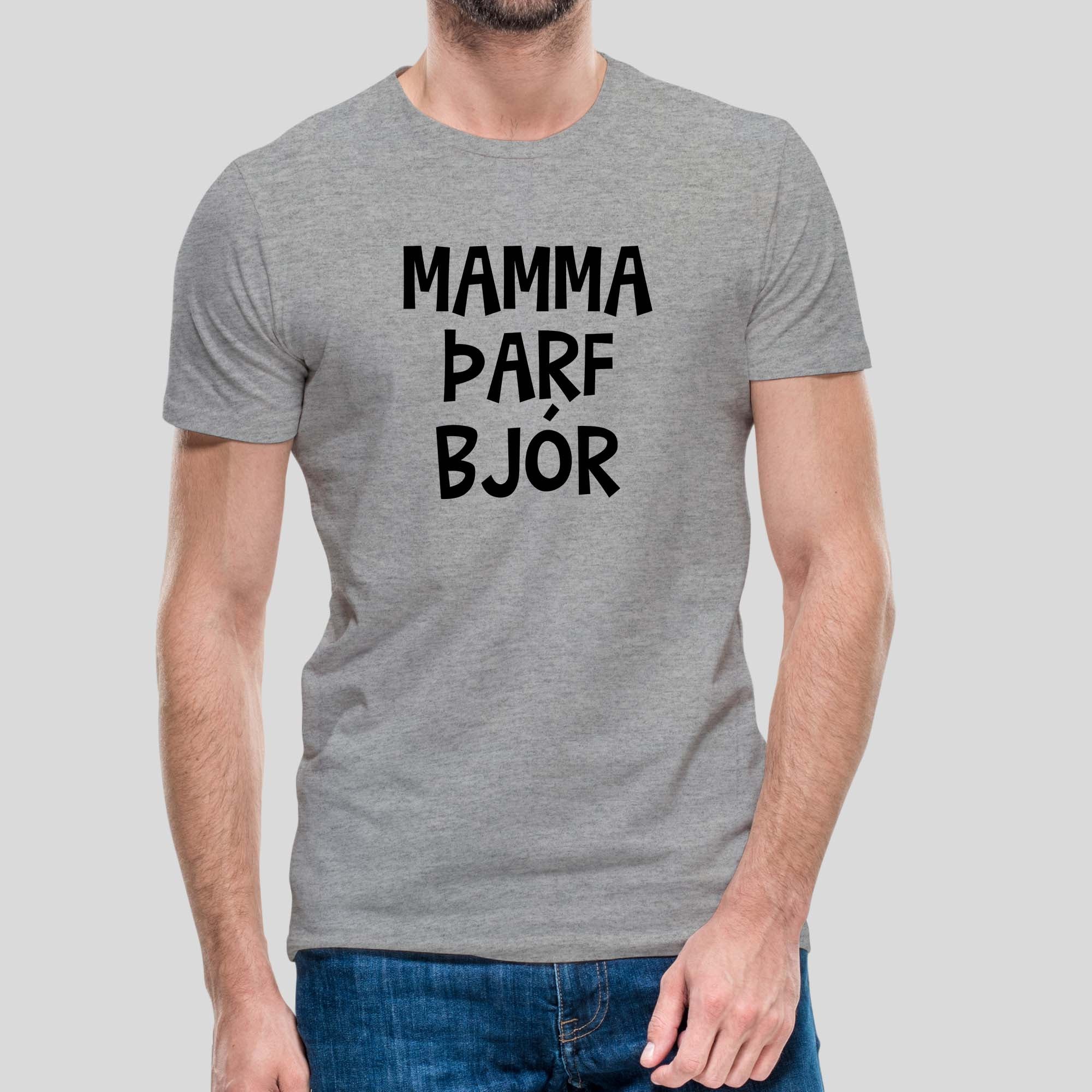 MAMMA ÞARF BJÓR - Grár bolur
