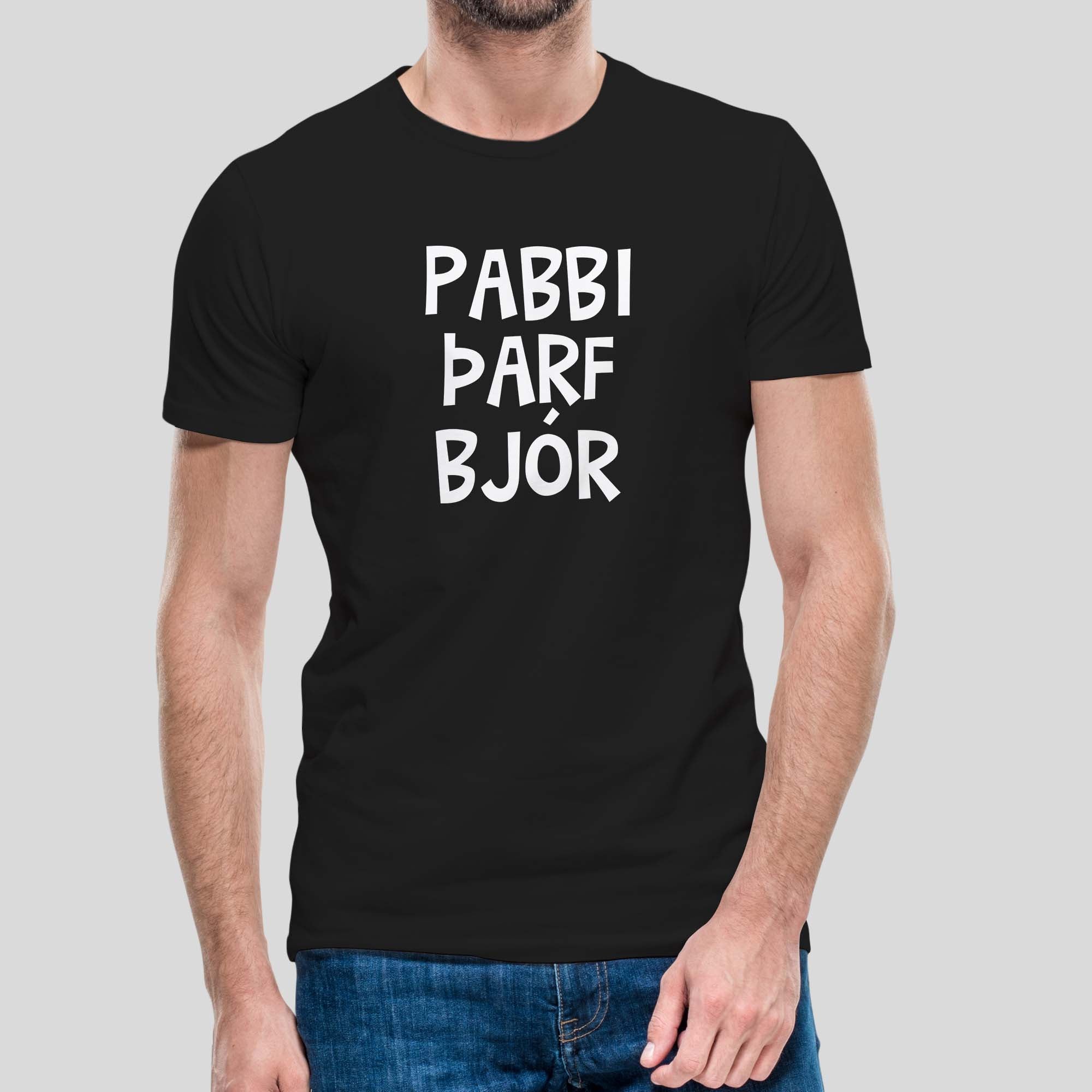 PABBI ÞARF BJÓR - Svartur bolur