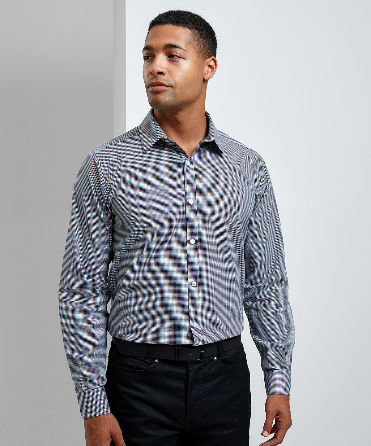 Bolir - Microcheck (Gingham) Long Sleeve Cotton Shirt