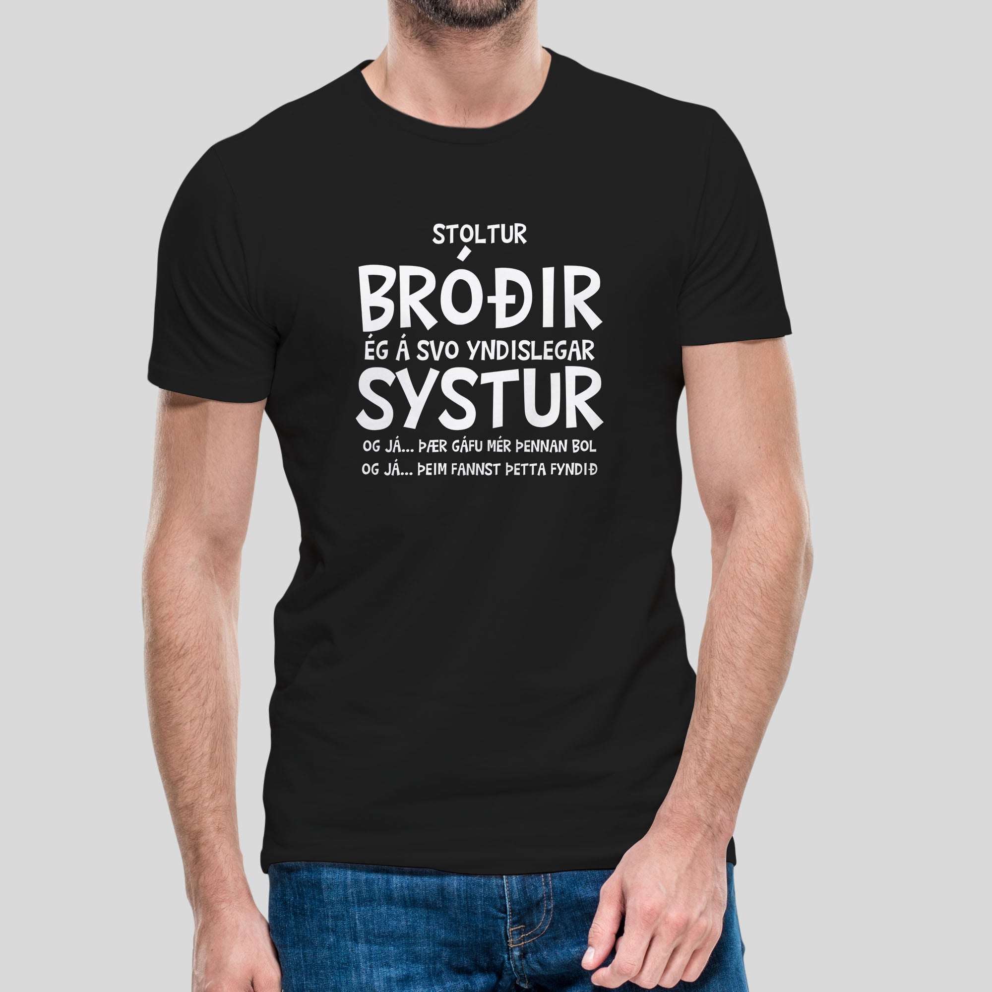 STOLTUR - BRÓÐIR - Svartur bolur