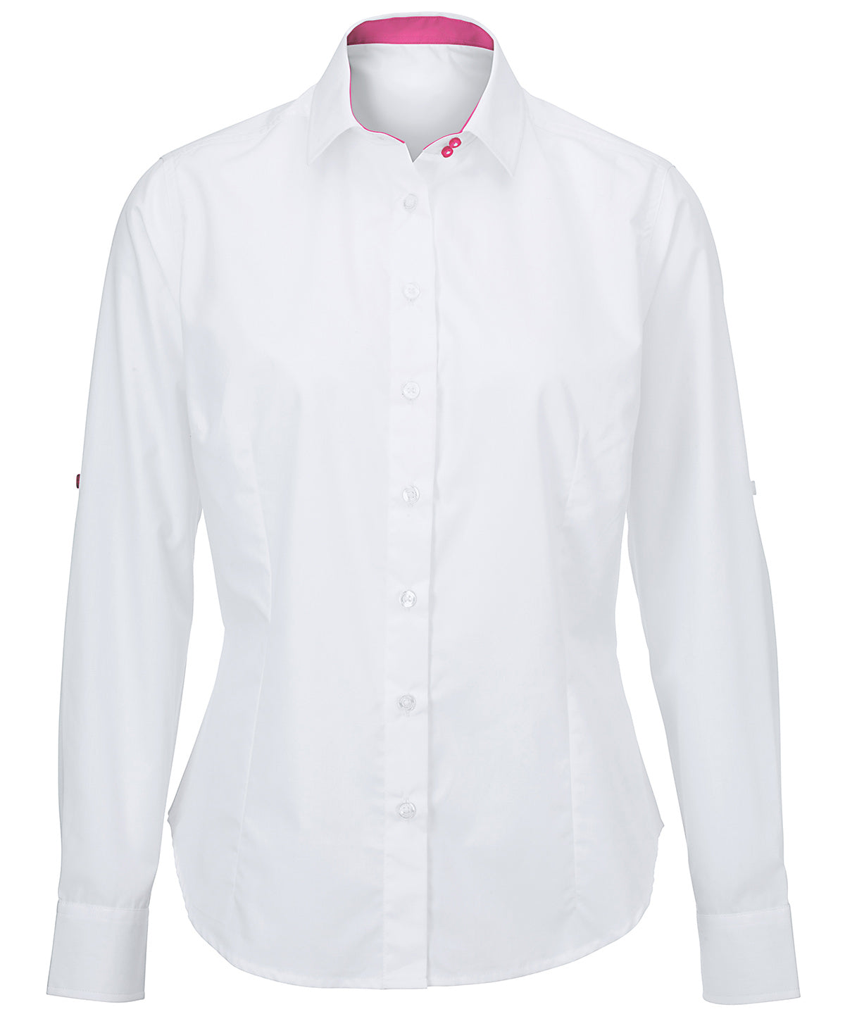 Bolir - Women's White Roll-up Sleeve Shirt (NF521W)