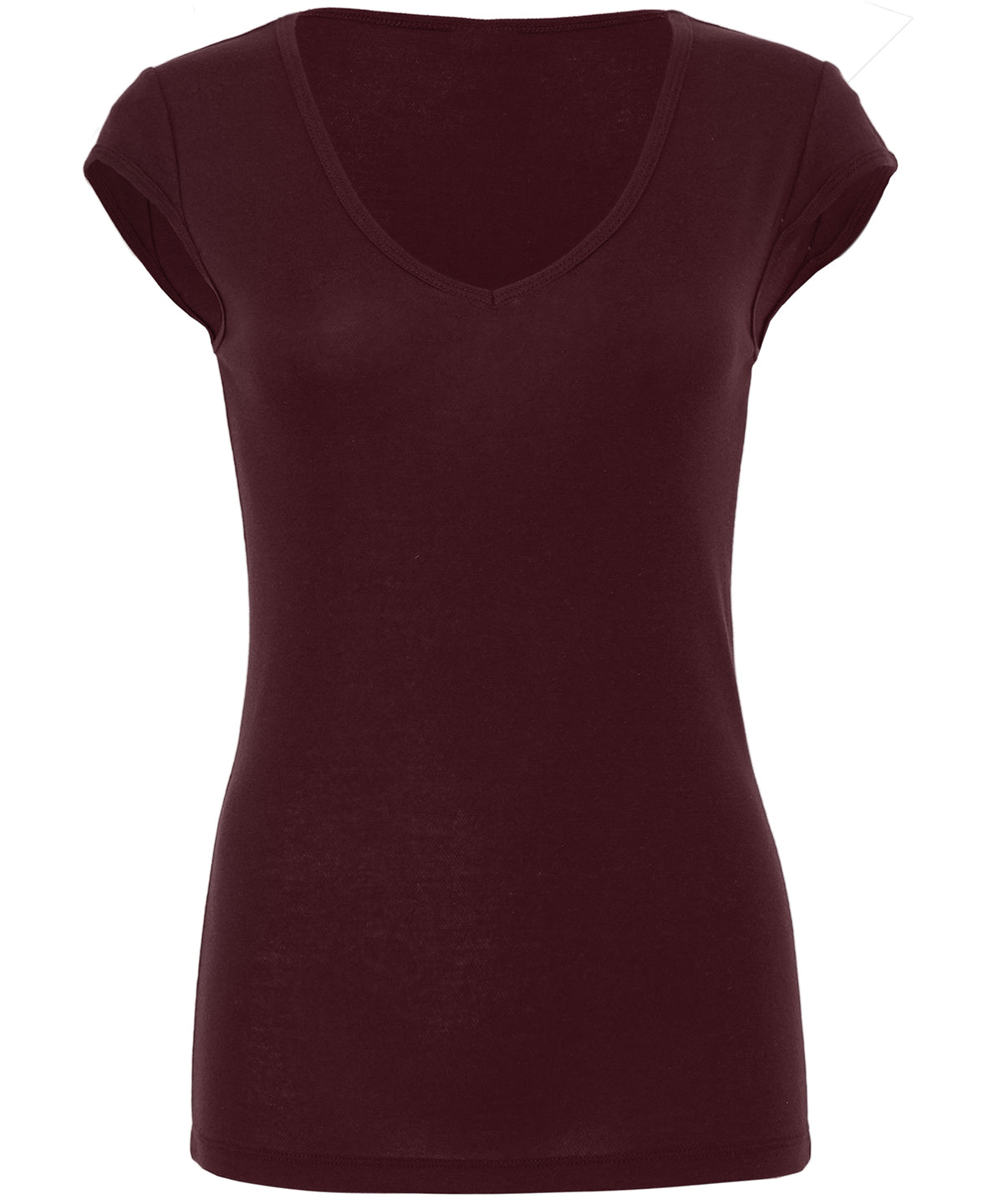 Stuttermabolir - Sheer Mini Rib V-neck T-shirt