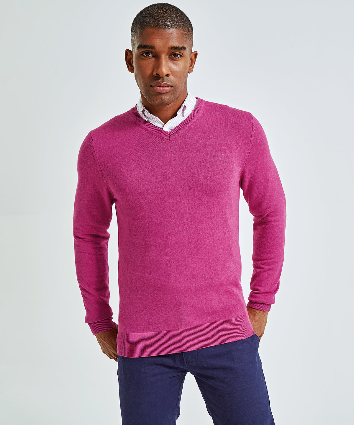 Prjónaðar peysur - Men's Cotton Blend V-neck Sweater