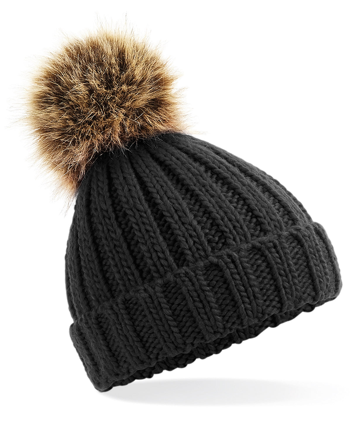 Húfur - Infant/junior Fur Pom Pom Chunky Beanie