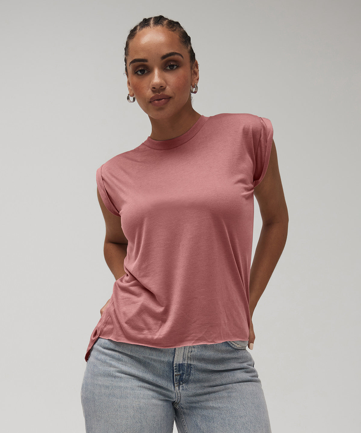 Women's Flowy Muscle Tee With Rolled Cuff
