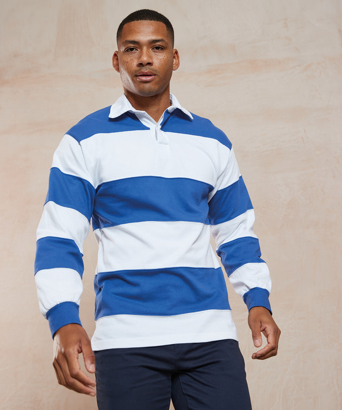 Pólóbolir - Sewn Stripe Long Sleeve Rugby Shirt