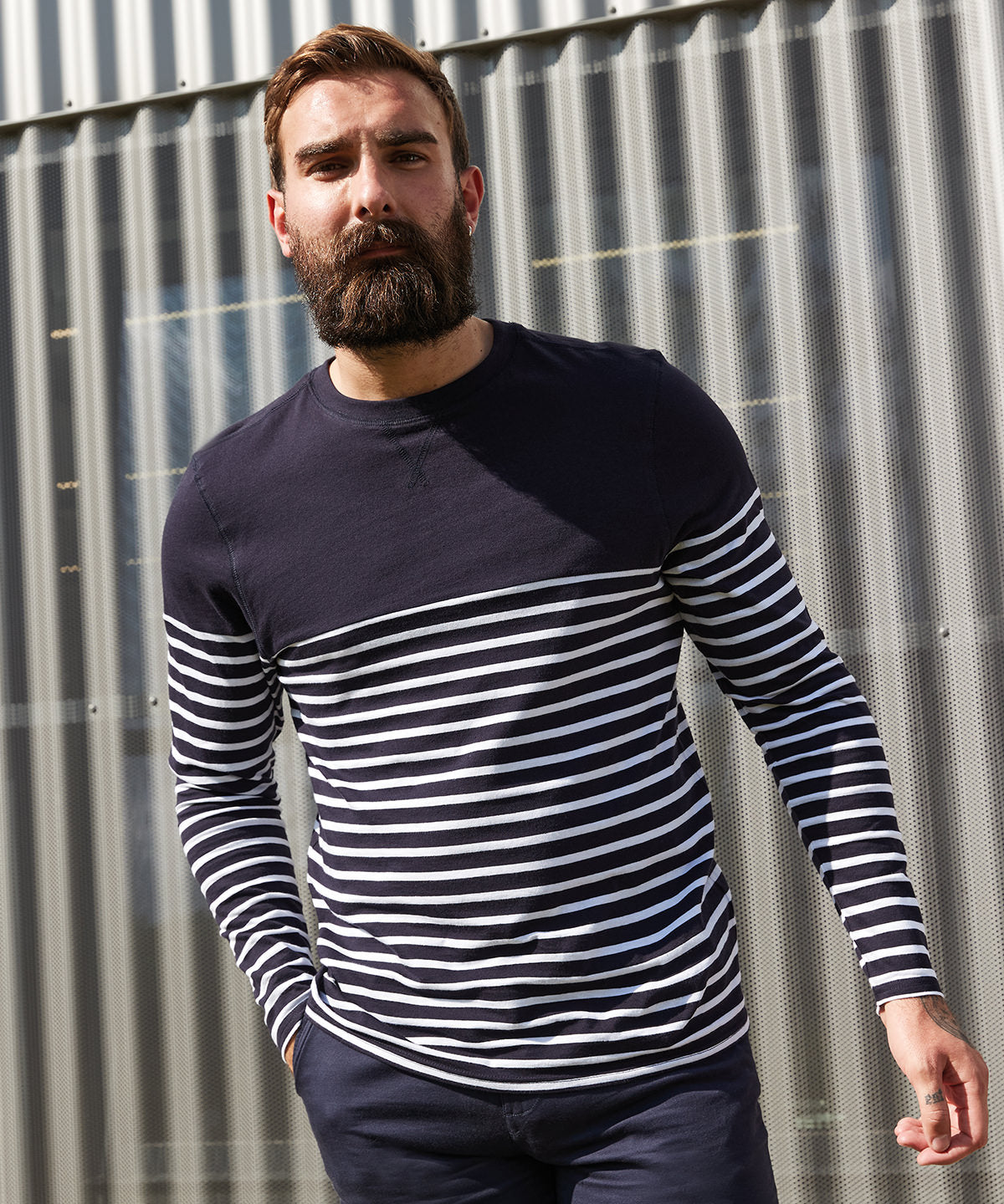 Stuttermabolir - Long Sleeve Breton Striped T