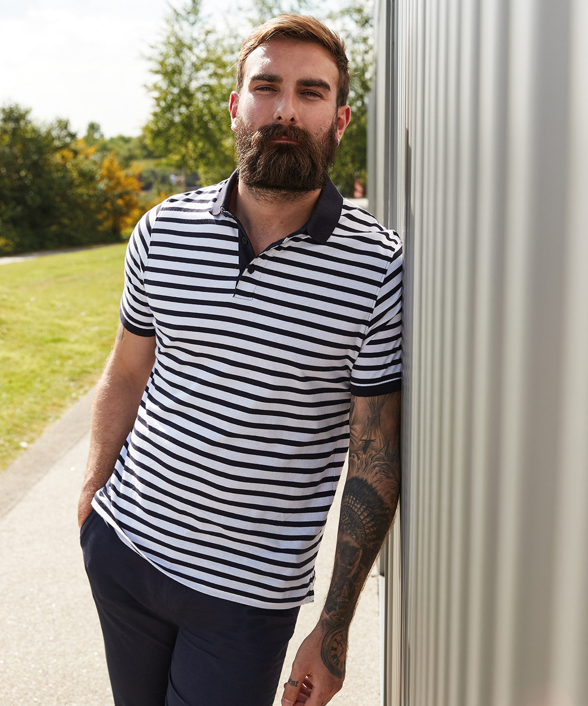 Pólóbolir - Striped Jersey Polo Shirt