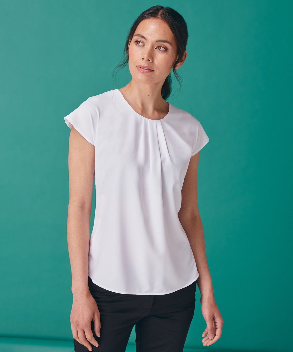 Blússur - Women's Pleat Front Short Sleeve Blouse