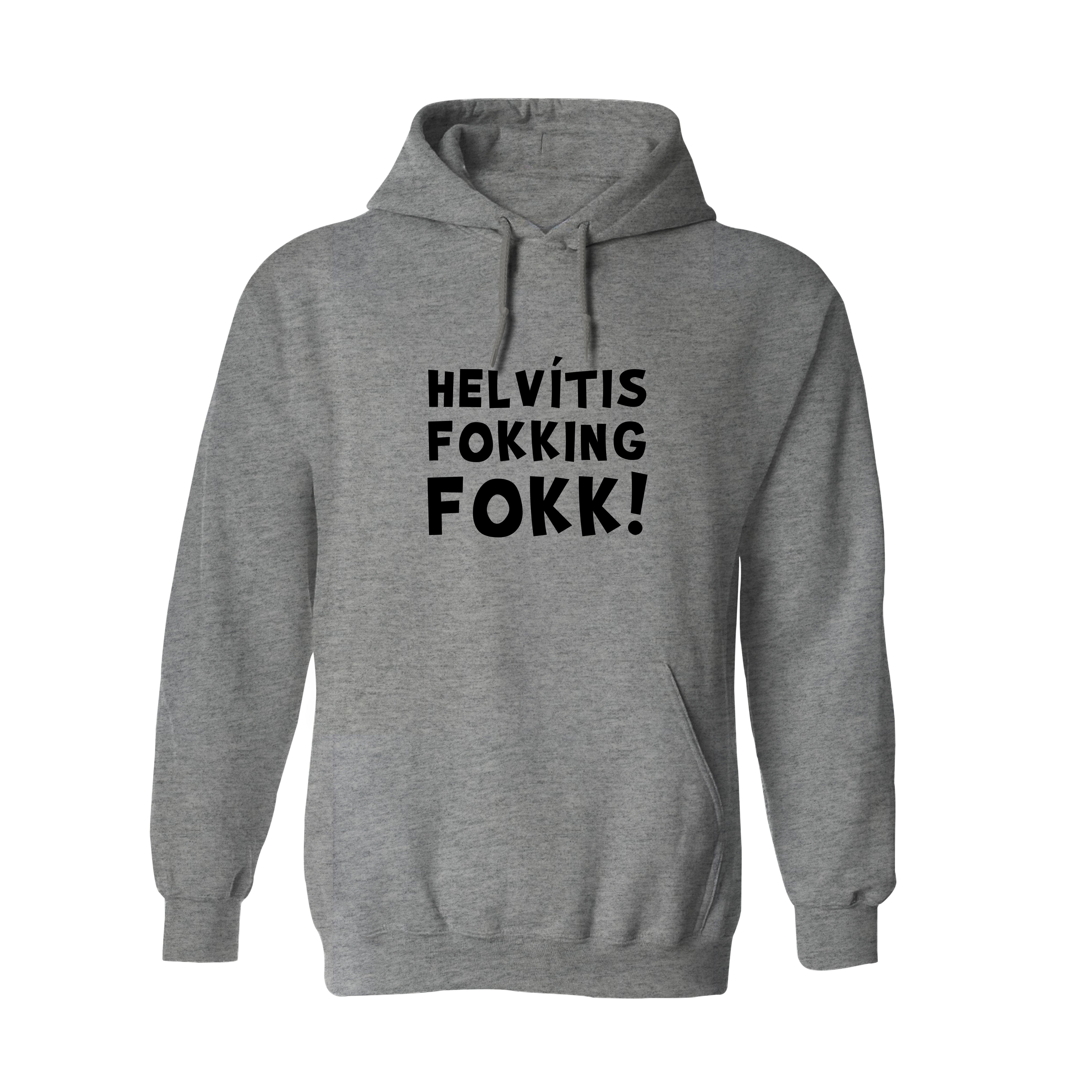 HELVÍTIS FOKKING FOKK - Hettupeysa - Grá