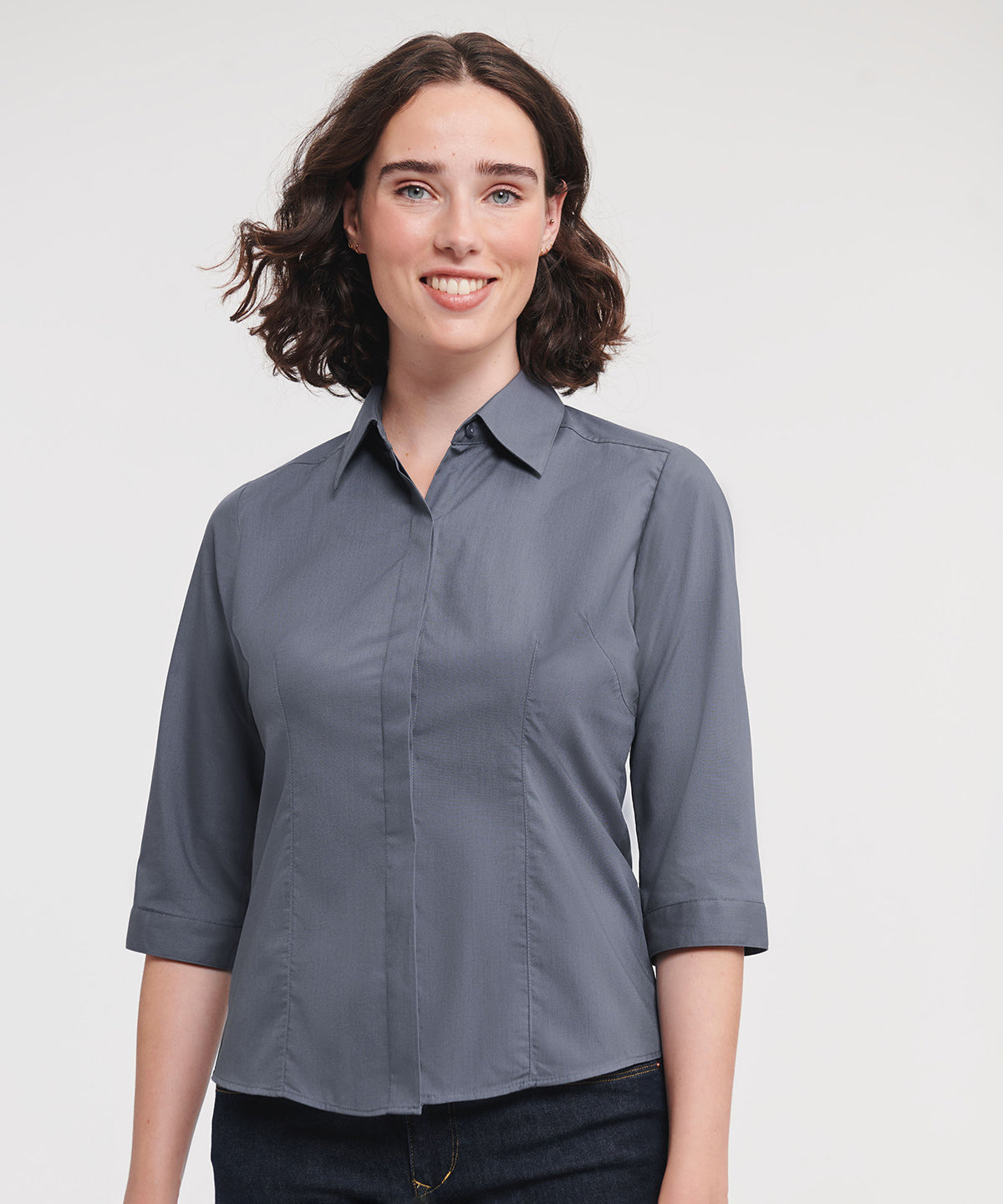 Bolir - Women's ¾ Sleeve Polycotton Easycare Fitted Poplin Shirt
