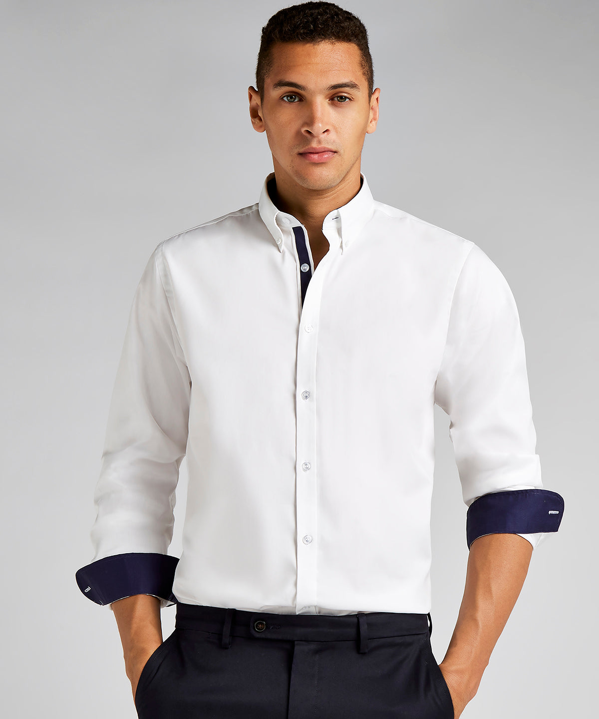 Bolir - Contrast Premium Oxford Shirt (button-down Collar) Long-sleeved (tailored Fit)