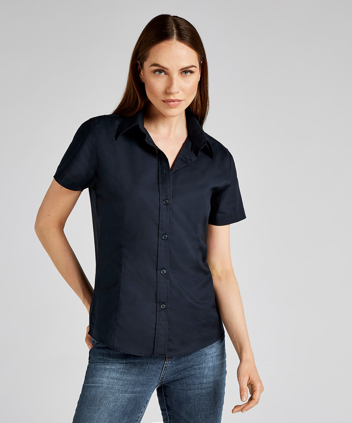 Blússur - Women's Workplace Oxford Blouse Short-sleeved (tailored Fit)