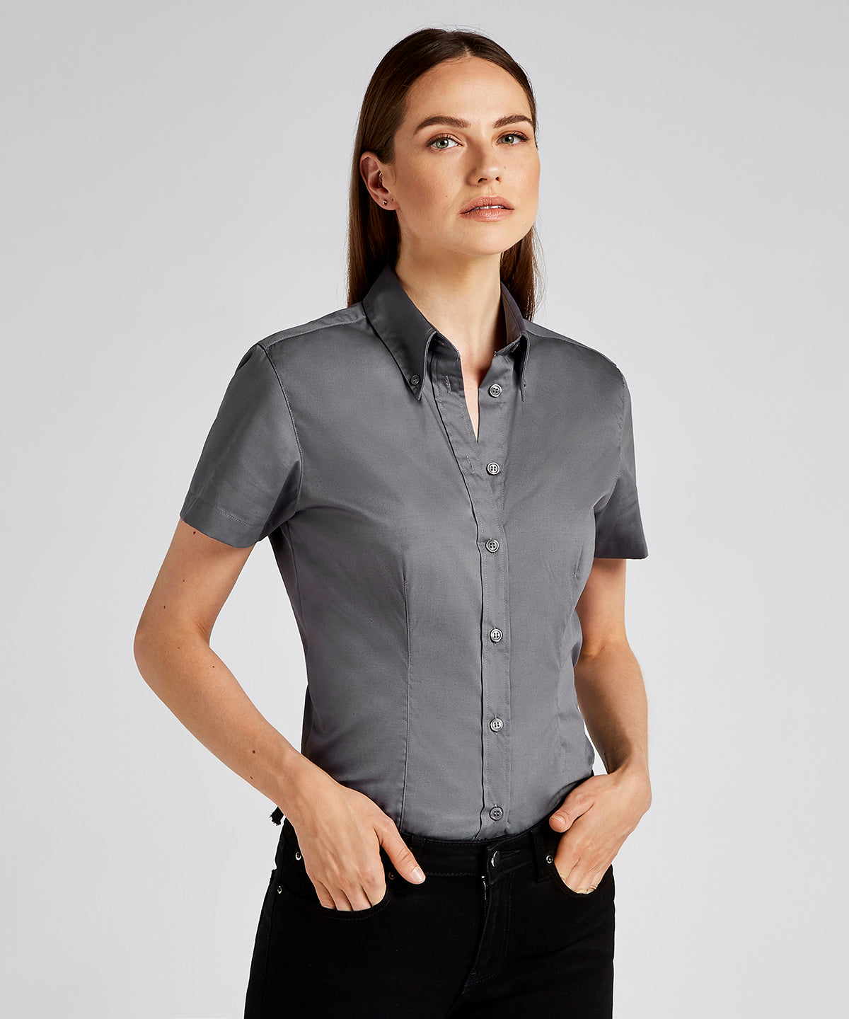 Blússur - Women's Corporate Oxford Blouse Short-sleeved (tailored Fit)