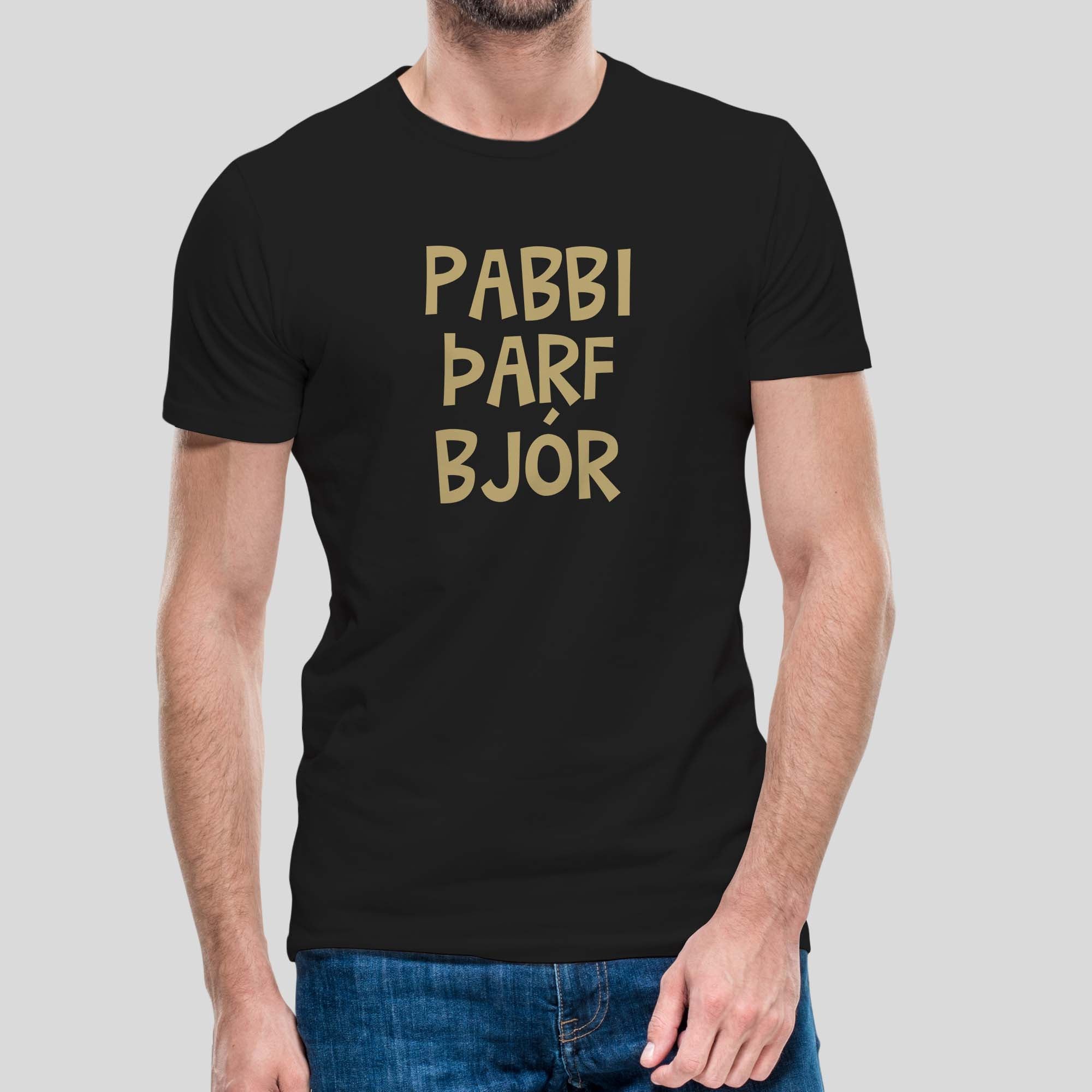 PABBI ÞARF BJÓR - Svartur bolur
