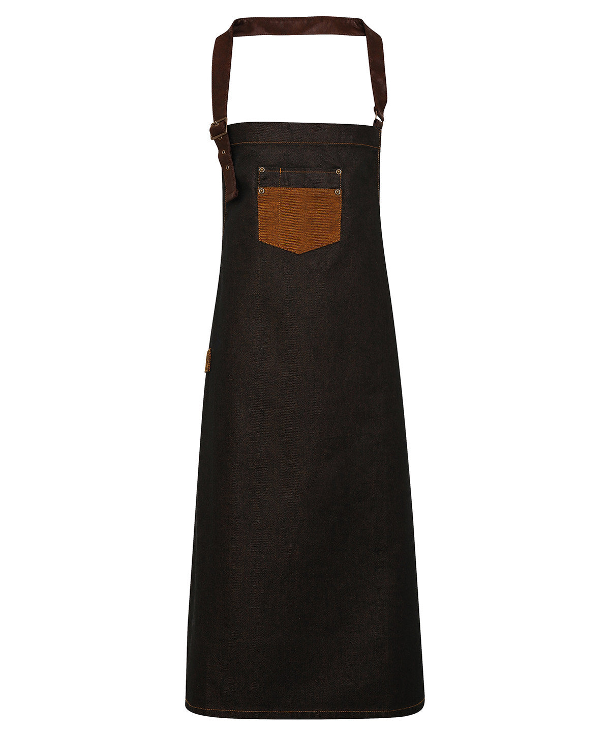 Division Waxed-look Denim Bib Apron With Faux Leather