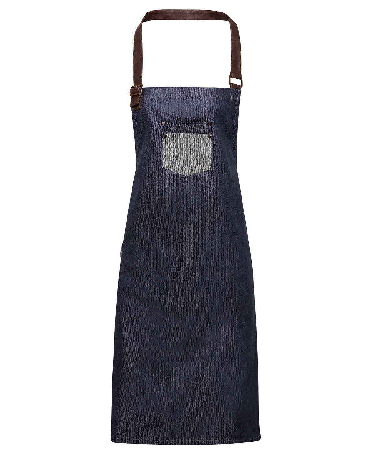 Division Waxed-look Denim Bib Apron With Faux Leather