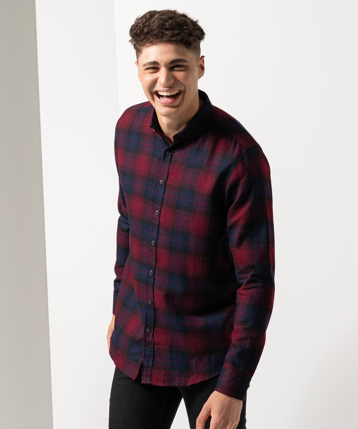 Bolir - Brushed Check Casual Shirt With Button-down Collar