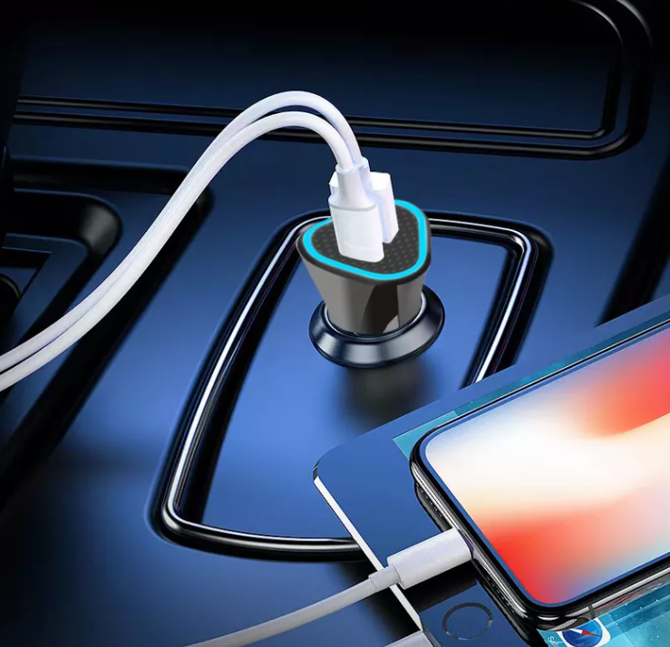 Bílahleðslutæki með tveimur USB tengi